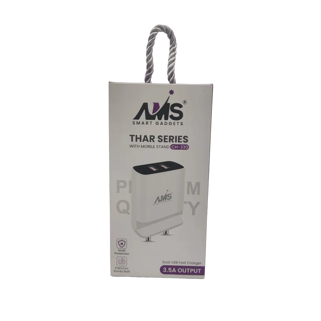 AMS Smart Gadgets Thar Series With Mobile Stand Dual Usb Fast Charger 3.5A Output Rem1024.webp
