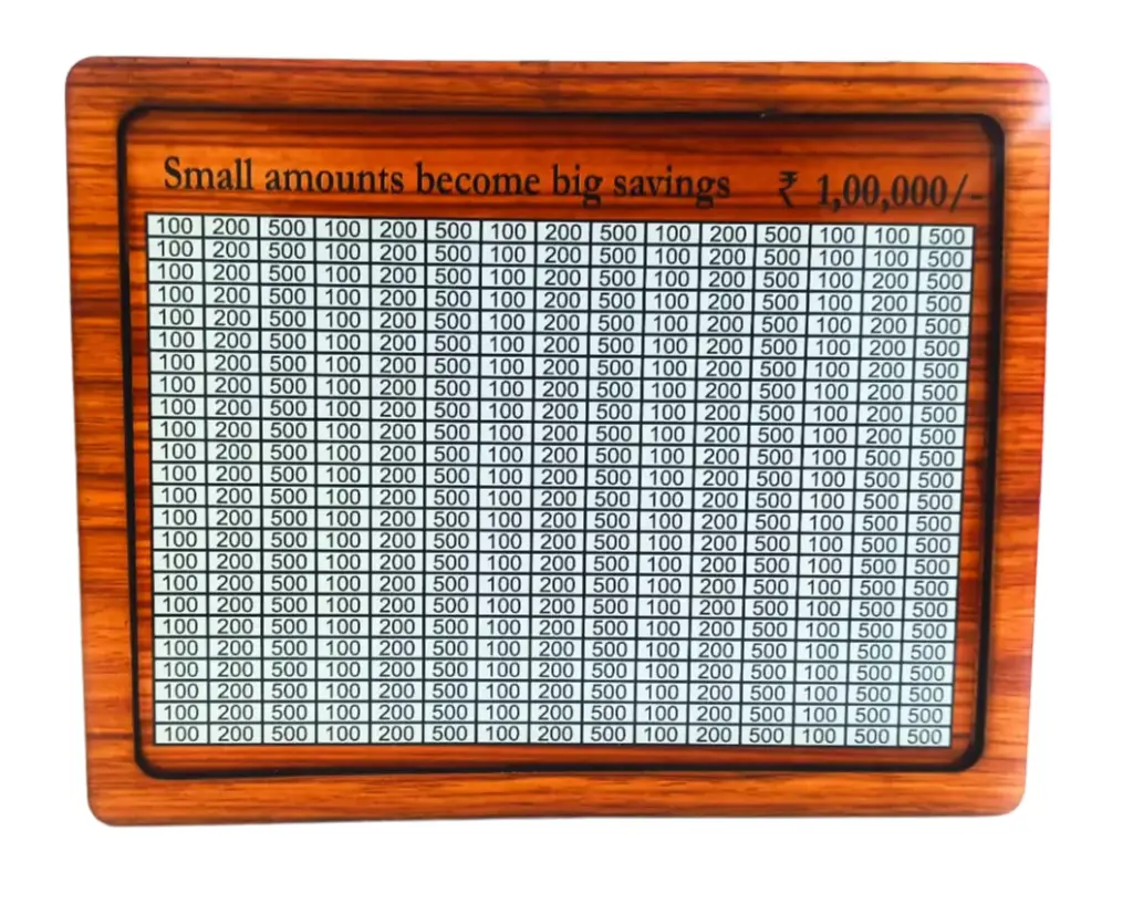 1 Lakh Savings Goal Wooden Piggy Bank