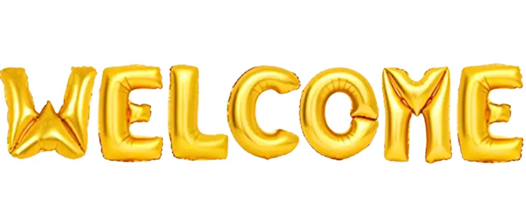 Welcome Gold Foil Letter Balloon Banner, Air-Filled Party Decoration