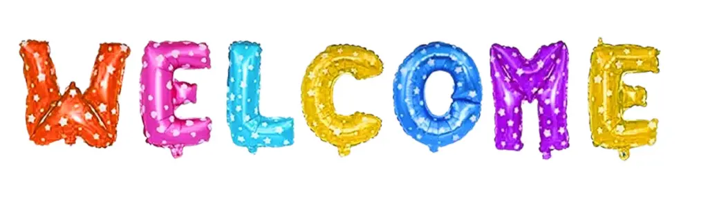 Welcome Letter Balloon Banner Set, Multiple Foil, 7 Pieces, Party Decoration with Hearts Pattern