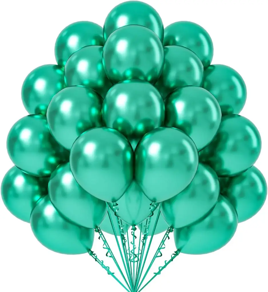 Metallic Green Latex Balloons, , Pack of 50, Chrome Finish Party Decorations