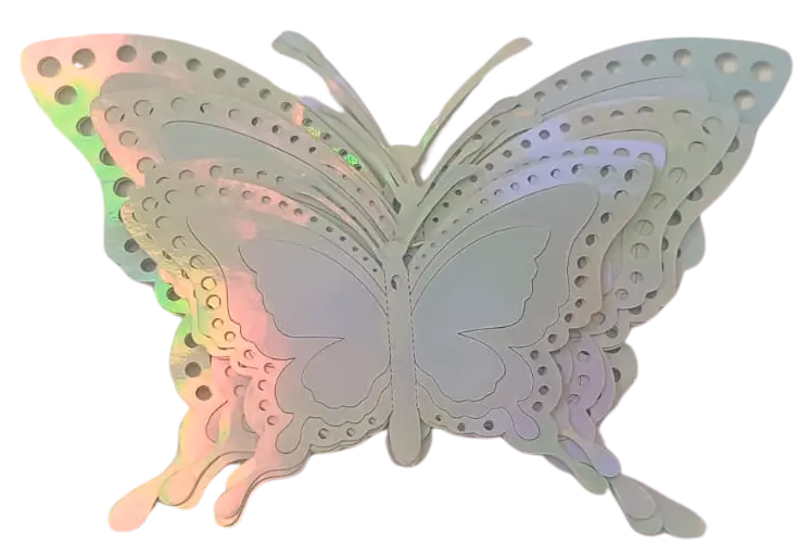 3D Butterfly Wall Decorations, Holographic Effect, 12 Pieces, Party Time Collection, Sliver Colour with Rainbow Effect