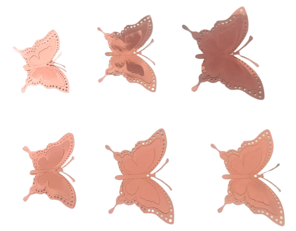 3D Butterfly Wall Decorations, Rose Gold, 12 Pieces, Party Decor with Adhesive