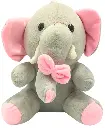 Plush Sofia Doll Elephant Soft Toy, Grey and Pink, with Decorative Bow