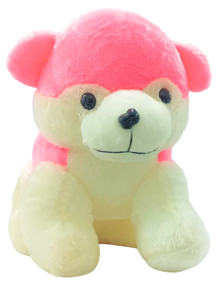 Soft Plush Big Dog, Pink and White, Stuffed Animal Toy