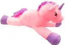 Plush Sleeping Unicorn Stuffed Animal, Pink and Purple, Soft Cuddly Toy with Horn