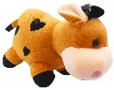 Plush Cow Stuffed Animal, Pink and Orange, Soft Heart Pattern, Decorative Kids Room Toy