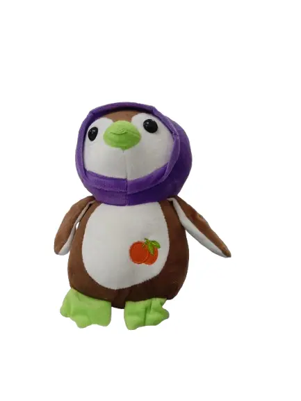 Plush Penguin Stuffed Animal with Pumpkin Design, Orange and Brown, Fall Harvest Theme