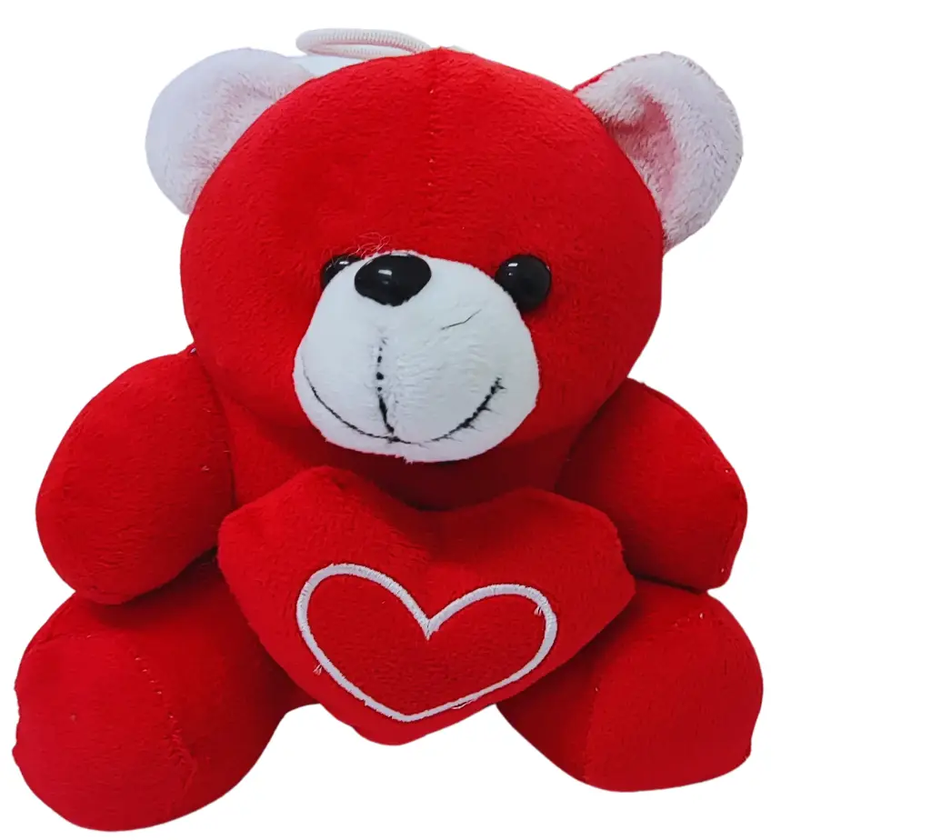 Plush Teddy Bear with Heart, Red and Blue, Soft Stuffed Animal for Valentine's Day, Kids Gift