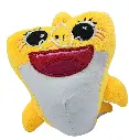 Plush Shark Stuffed Animal, Yellow and Blue Colours, Embroidered Design