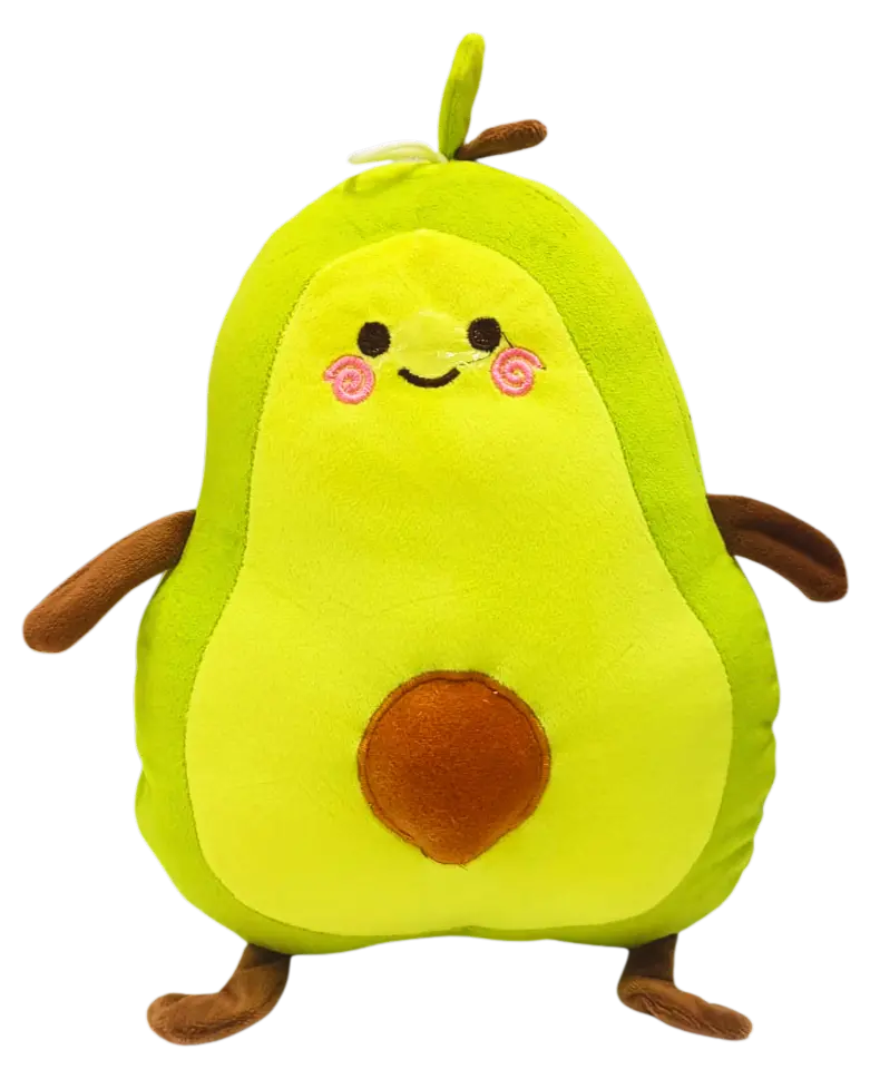 Cute Avocado Plush Toy, Soft Stuffed Green Fruit Pillow with Embroidered Face, Home Decor