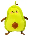 Cute Avocado Plush Toy, Soft Stuffed Green Fruit Pillow with Embroidered Face, Home Decor