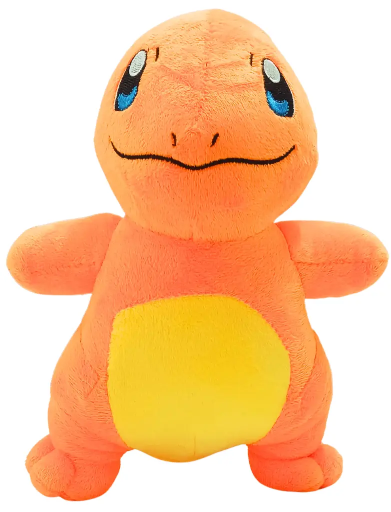 Pokémon Charmander Plush Toy, Orange Soft Stuffed Animal with Yellow Belly, Cute Embroidered Face
