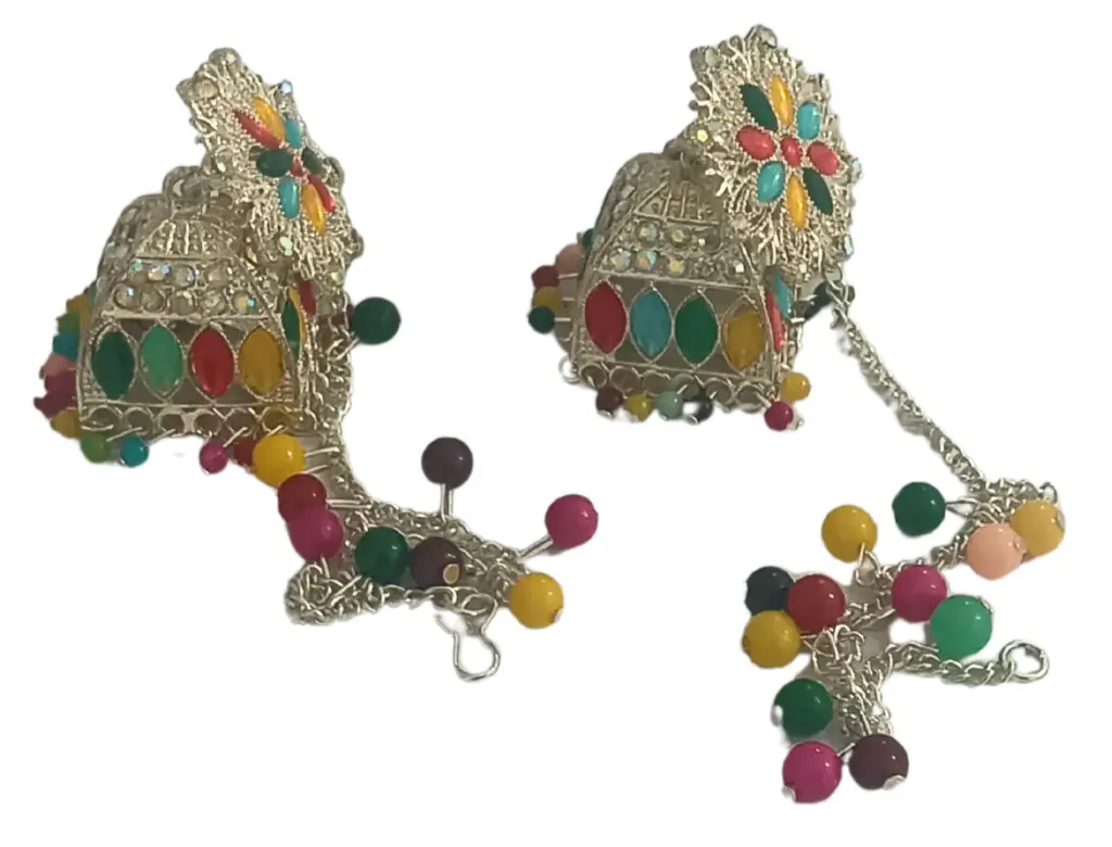 Shizuha Multicolored Traditional Jhumka Earrings with Floral Design 