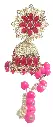 Traditional Jhumka Earrings with Pink Beads, Gold-Toned Flower Design, Crystal Accents