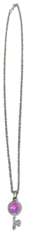 Shizuha Stainless Steel Necklace with Purple Crystal Pendant, Eiffel Tower Design, Silver Color Chain