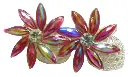 Shizuha Fashion Crystal Floral Drop Earrings with Iridescent Petals Silver Bell Design