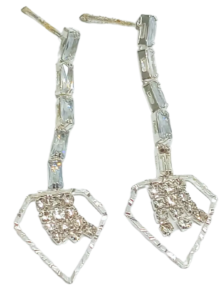 Shizuha Crystal Drop Dangle Earrings, Silver Tone, Rhinestone Teardrop Design