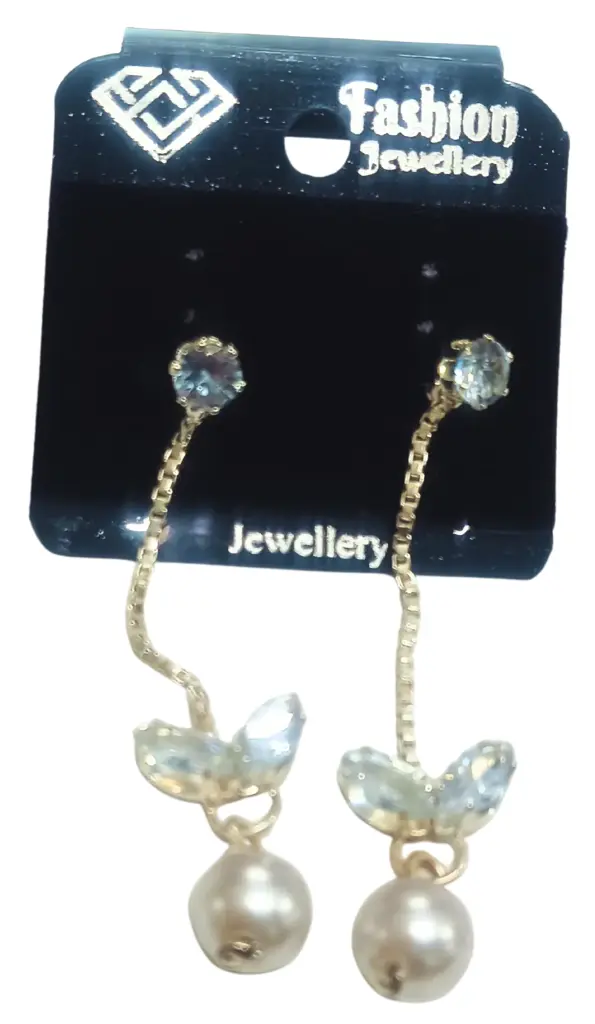 Shizuha Fashion Jewellery Drop Earrings with Crystal Studs and Pearl Accents, Silver-Toned 