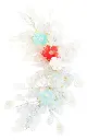 Shizuha Decorative Floral Hair Clip, Crystal Clear Leaves with Red and Blue Flowers, Wedding Hair Accessory