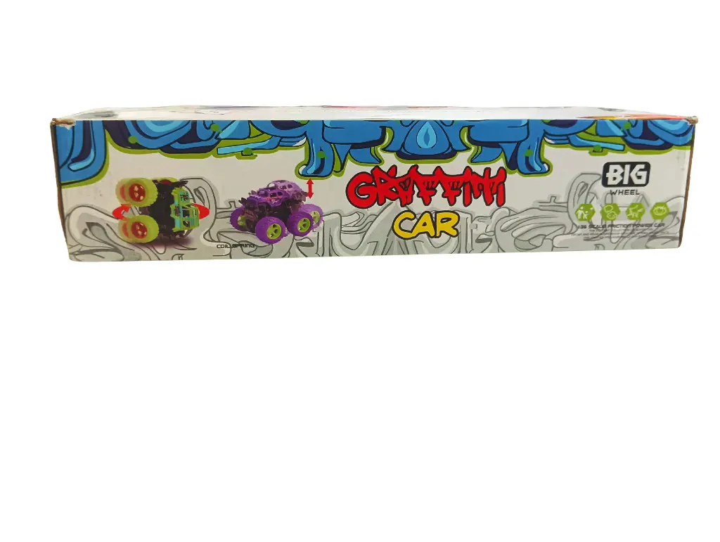 Big Wheel Graffiti Car Toy Set, Monster Truck Style with Green Purple Red Colors, Off-Road Vehicle Collection