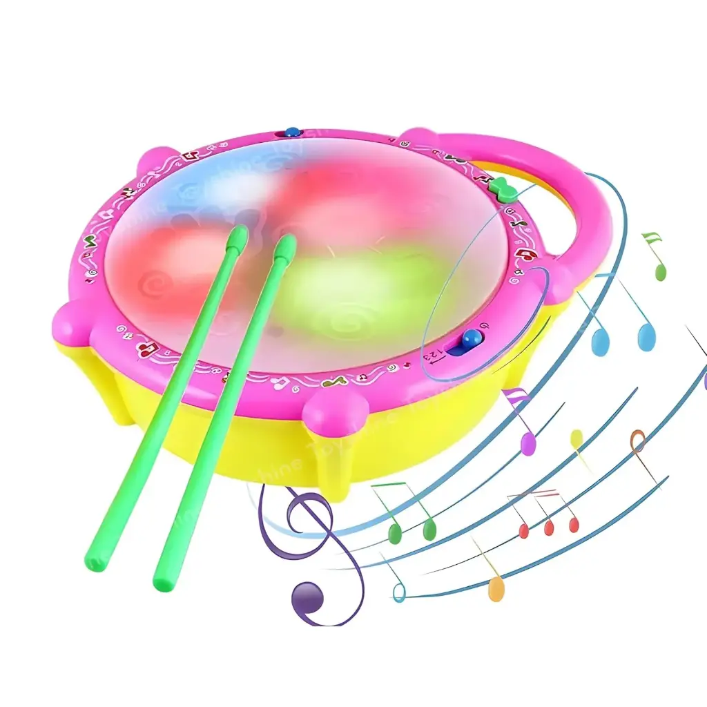 Flash Drum Musical Toy for Kids, 3 Game Modes, 5 Colour Lights, 9 Different Drum Sounds, Interactive Learning