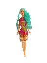 Fashion Doll with Teal Hair, Metallic Party Dress and Crystal Crown Set
