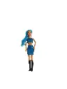 Fashion Doll with Blue Hair, Two-Piece Blue Outfit, Black Boots and Accessories Set (ElegantDoll150)