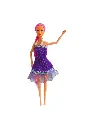 Fashion Doll with Purple Polka Dot Dress, Pink Braided Hair and Jewellery Accessories Set (ShineDoll150)