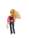 Fashion Doll with Pink Jacket, Plaid Outfit and Pet Accessory, Collectible Toy Set