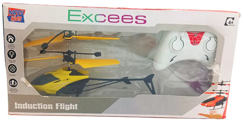 Excees RC Helicopter with Dual-Mode Control, Indoor/Outdoor Flight, LED Lights, 3D Flight Capability, Yellow