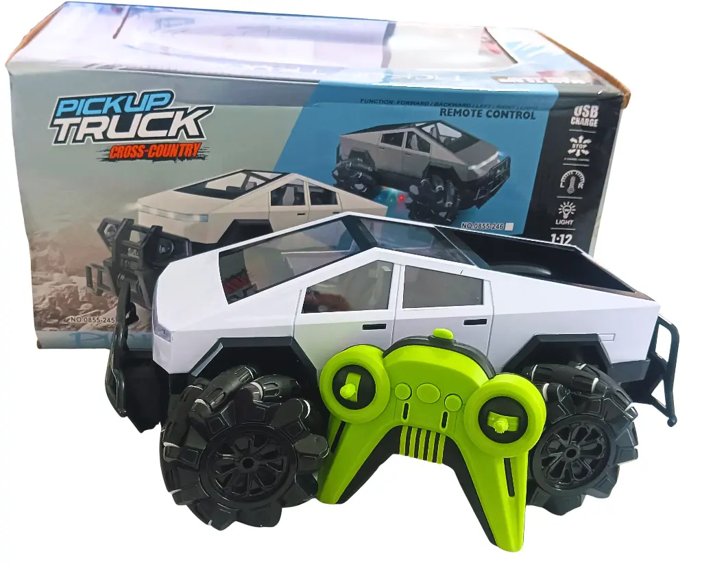 RC Pickup Truck with Remote Control, 1:12 Scale, Cross-Country, 2.4GHz, White (0TRUCK1200)