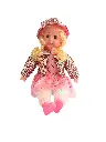 Classic Baby Doll with Pink Dress, Striped Jacket and Sun Hat, Blonde Hair