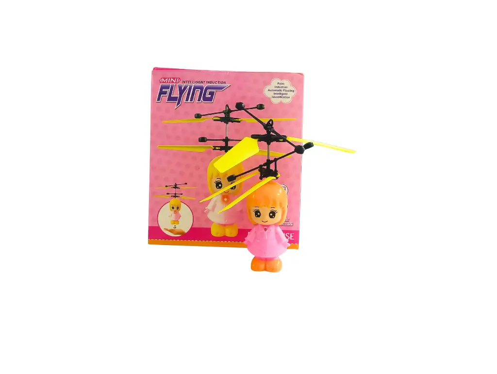 Mini Flying Induction Toy Doll, Palm-Controlled Helicopter, Easy to Use, Pink and Orange (0MINIFY120)