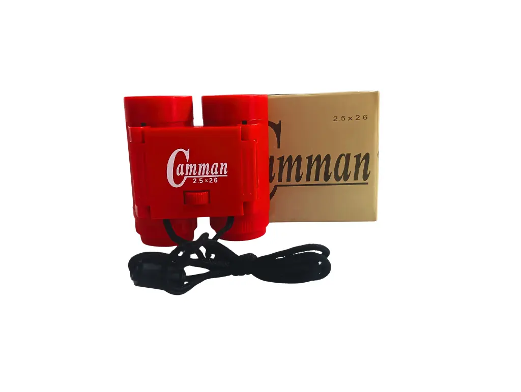 Camman Compact Binoculars 2.5x26, Red, with Neck Strap