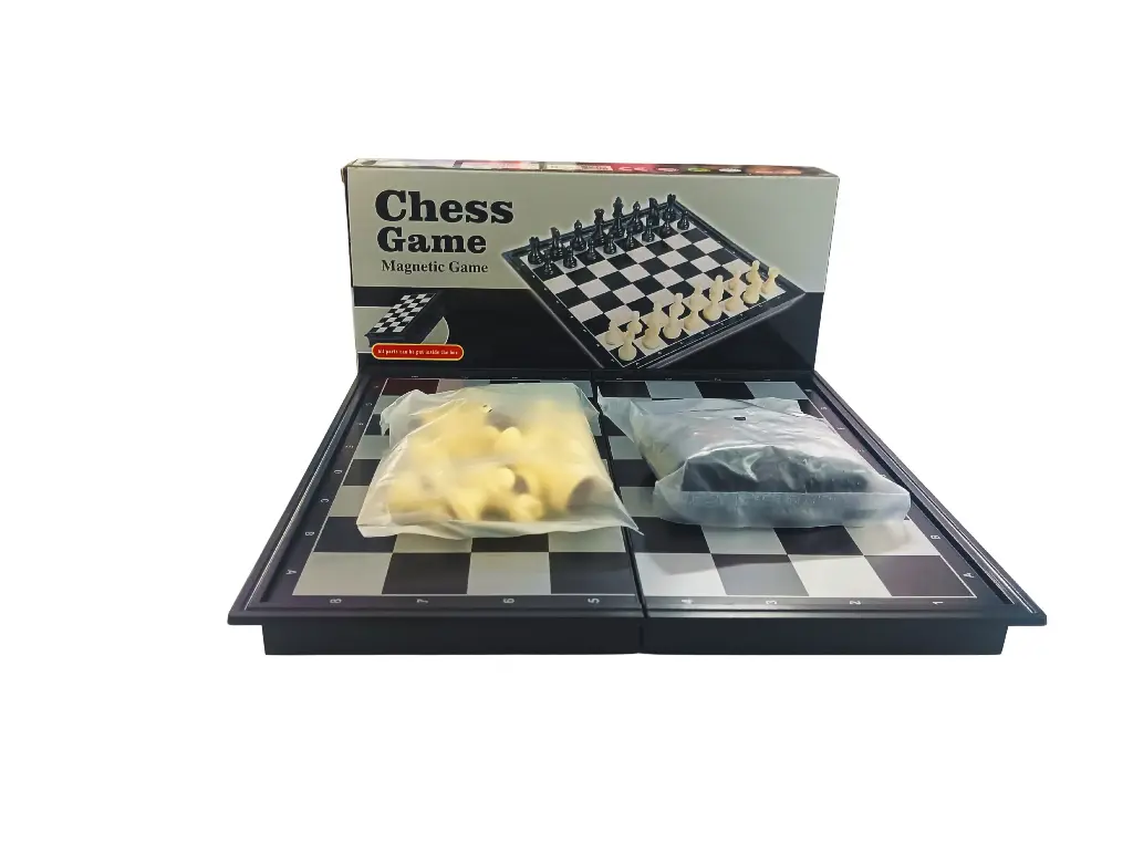 Magnetic Chess Game Set, Portable Folding Board with Storage, Black and White Pieces