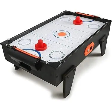 Mini Air Hockey Table Game Set, Small Tabletop Size for Kids and Adults 8+ Years, Portable Design with Charger, Electronic Indoor Gaming Entertainment (AIRHOCKEY1000)