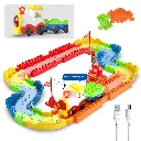 Block Rider Interlocking Train Set with Rechargeable Engine, 47 Pieces, Built-in Speaker, Lights and Sounds, Multiple Track Layouts, 12+ Months