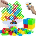 Balance Building Blocks Tower Game, Educational STEM Construction Toy Set, Colourful ABS Plastic, Family Stacking Puzzle Game for Kids