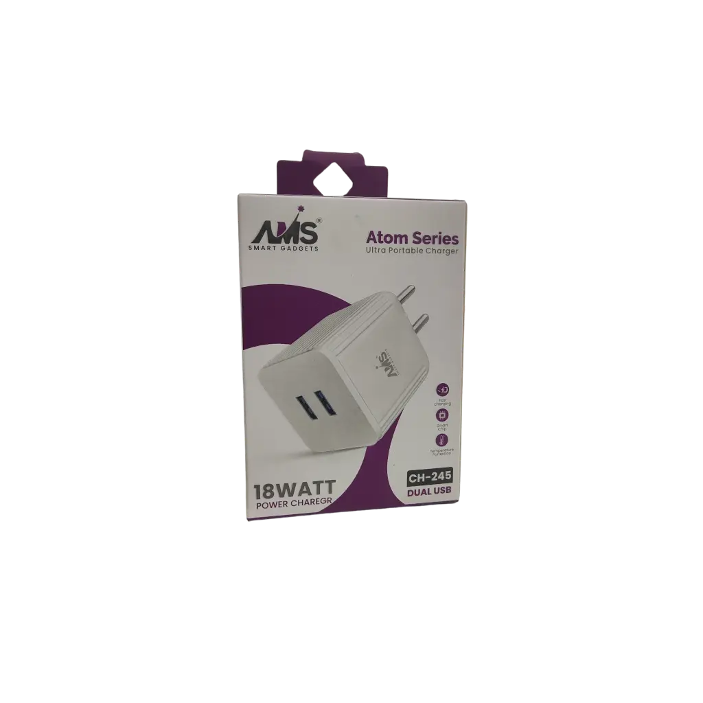 AMS Atom Series Ultra Portable Charger 18Watt Power Charegr Dual Usb