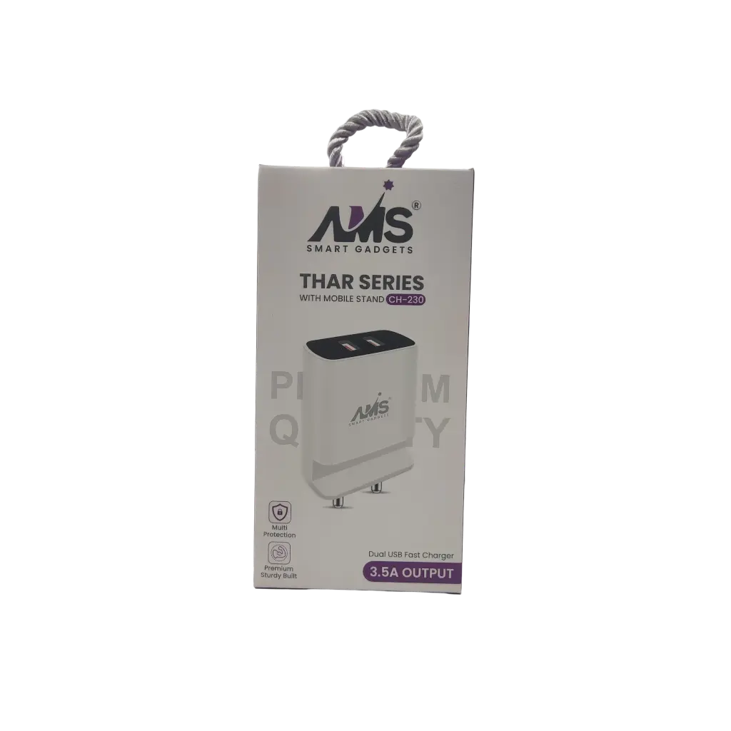 AMS Smart Gadgets Thar Series Mobile Stand DUAL USB FAST CHARGER 3.5A OUTPUT