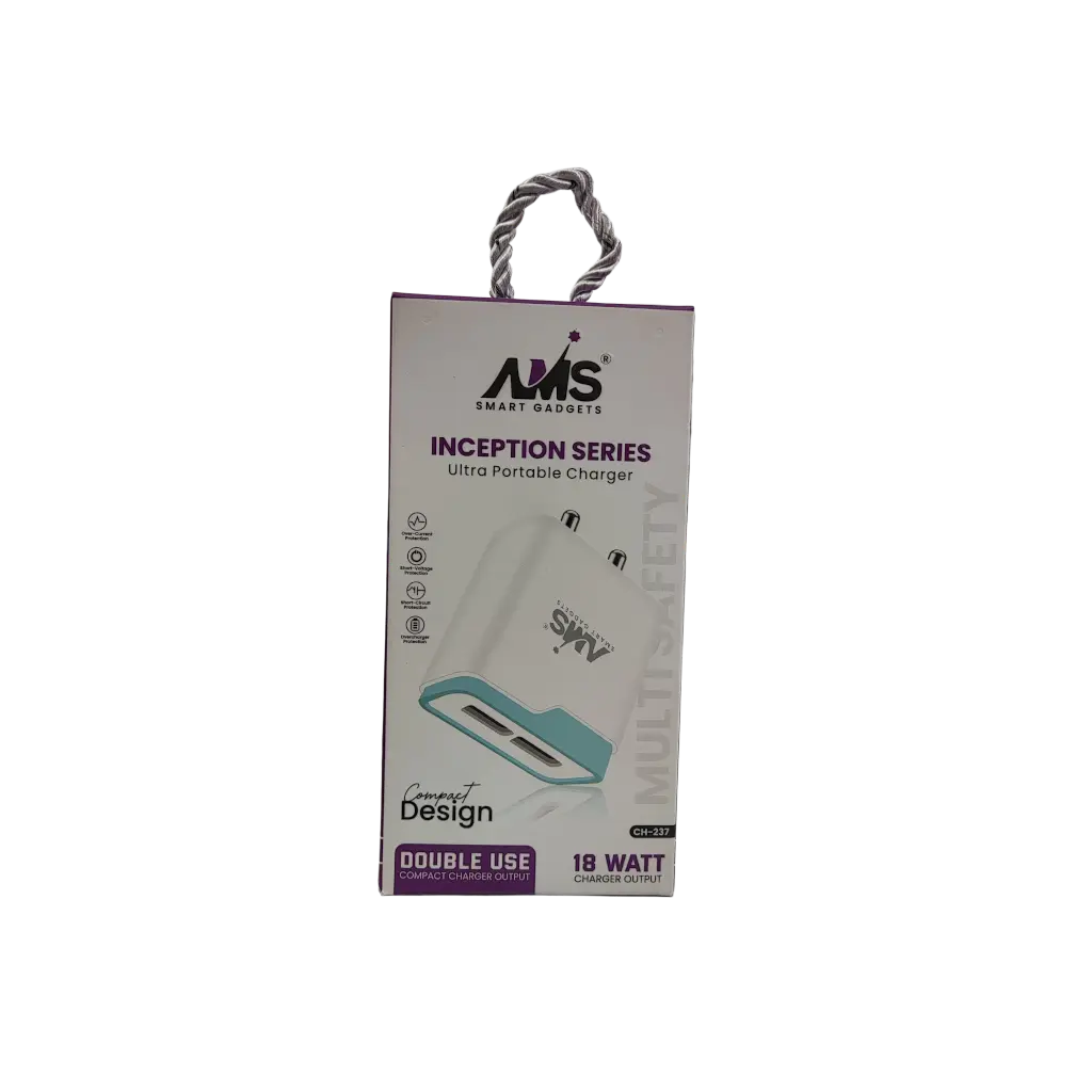 AMS Smart Gadgets Inception Series Ultra Portable Charger Compact Design Double Use Compact Charer Output 18Watt Charger Output 
