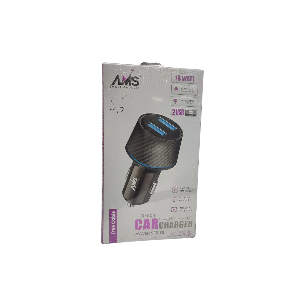 AMS Smart Gadgets 18Watt Free Cable Car charger Power Series Optimal Safety Superior Speed Safe And Fast charging Universal Compatible Intelligent Recognition