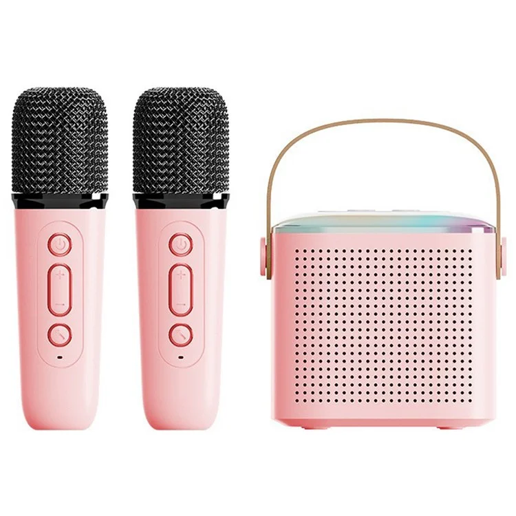 Wireless Karaoke Dual Mike Speakers Y1 Pink 