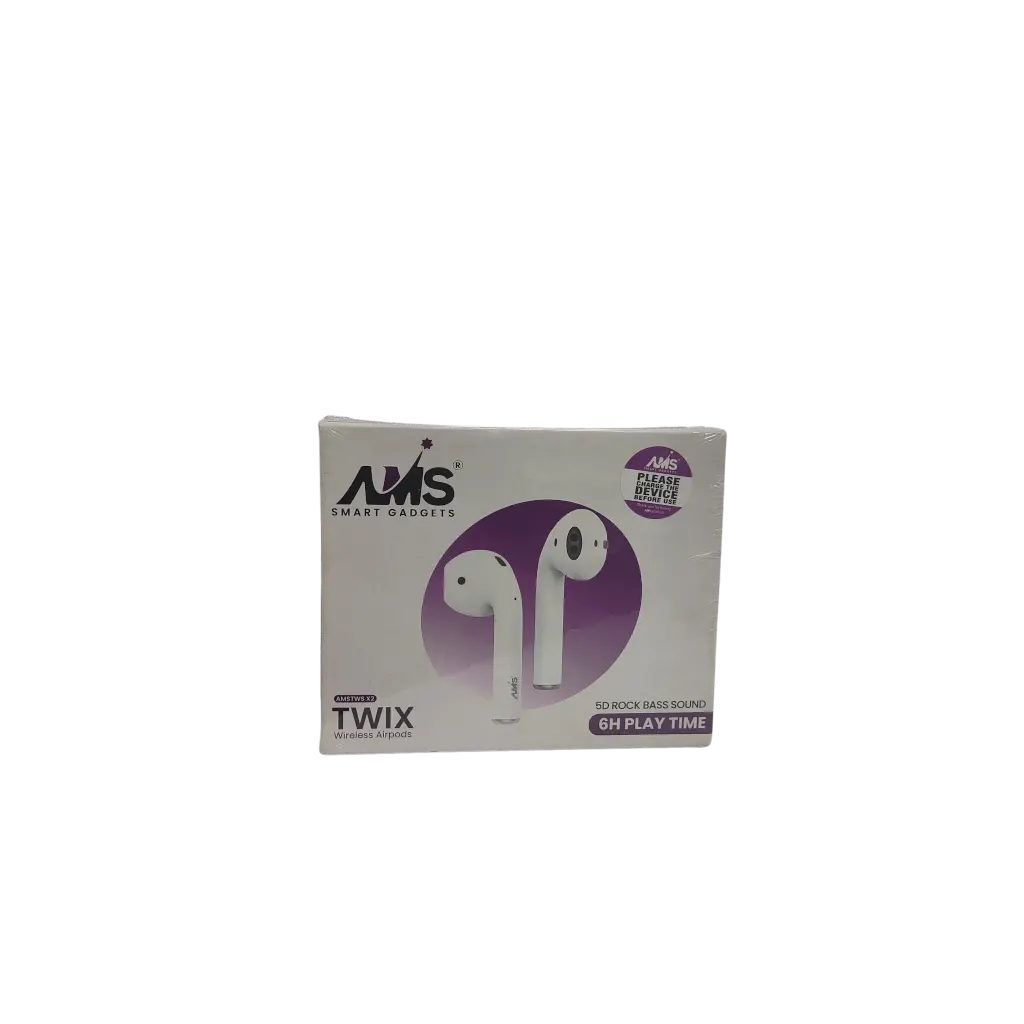 AMS Smart Gadgets Twix Wireless Airbods 5D Rock Bass Sound 6H Play Time