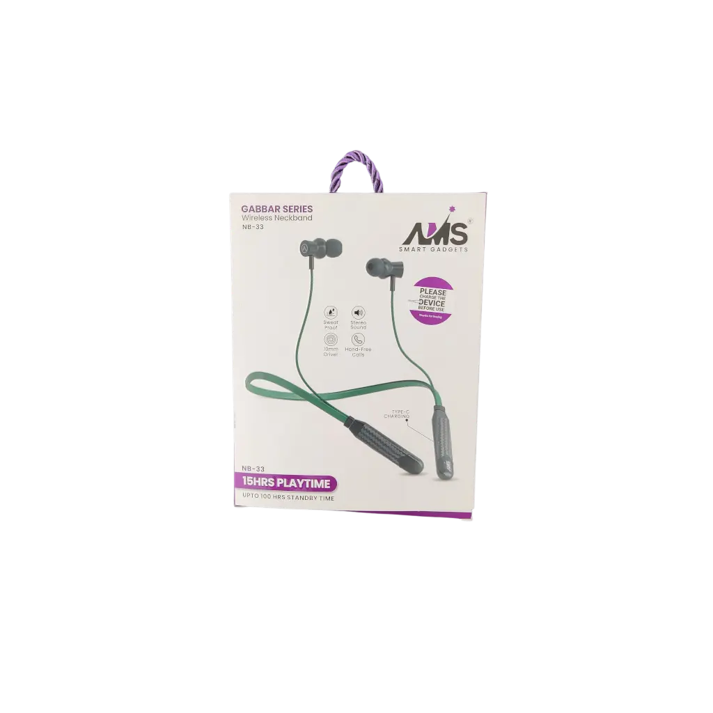 AMS Smart Gadgets 15Hrs Playtime Upto100 Hrs Standby Time Gabbar Series Wireless Neckband