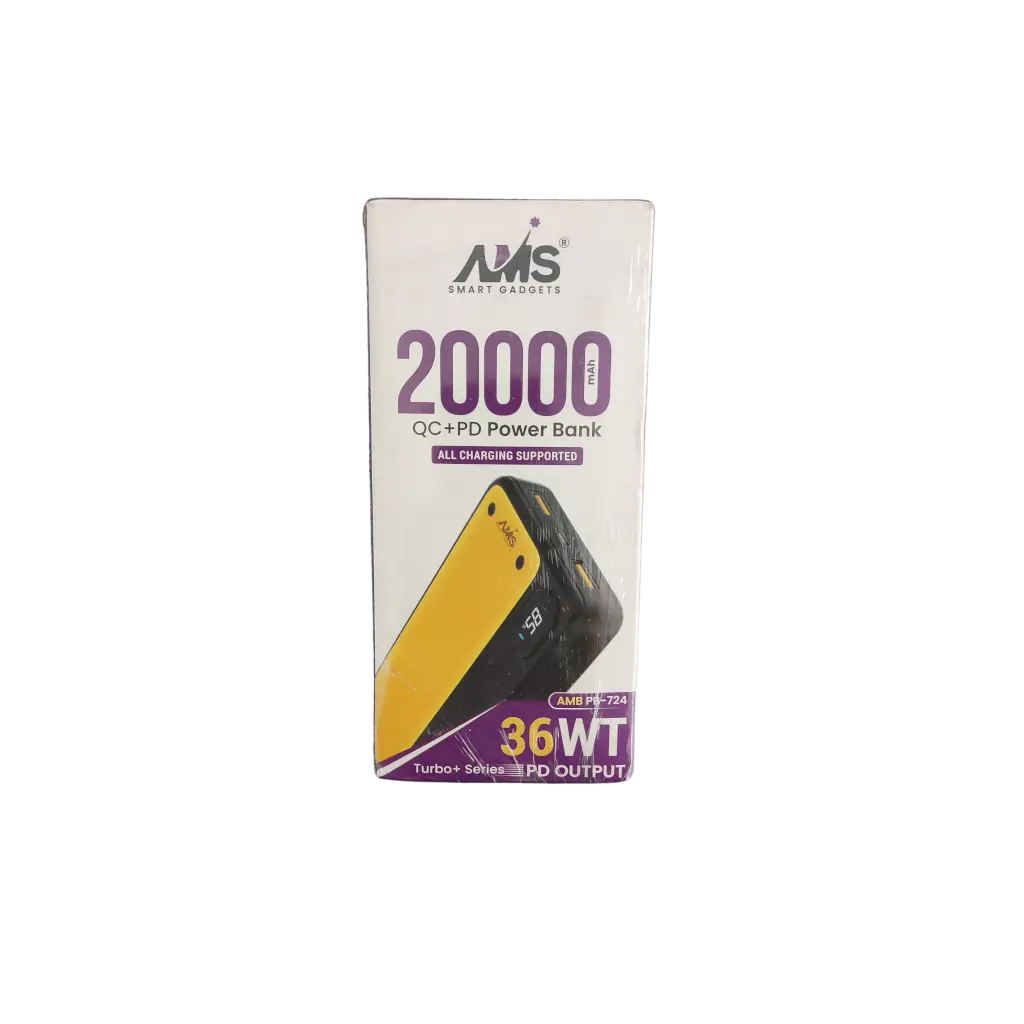 AMS Smart Gadgets 2000mAh QC+PD Power Bank All Charging Supported 36WT