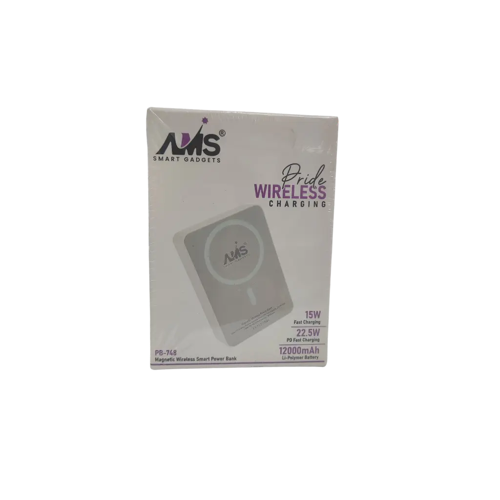AMS Smart Gadgets Pride Wireless Charging 15W Fast Charging 22.5W PD Fast Charging 12000mAh Li-Polymer Battery Magnetic Wireless Smart Power Bank