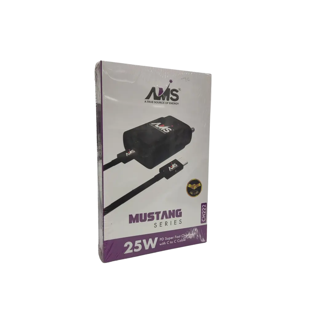 AMS A True Source Of Energy Mustang Series 25W PD Super Fast Charger With C To C Cable
