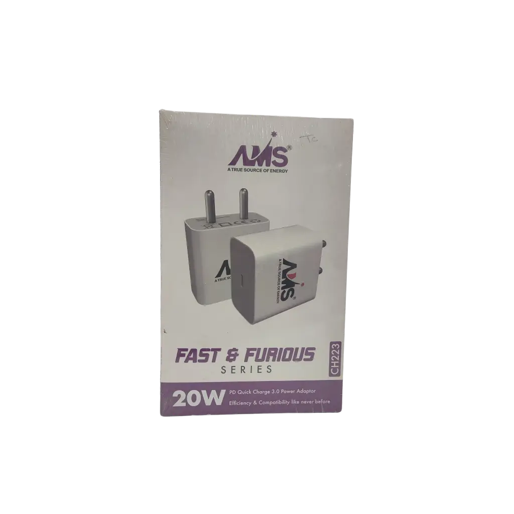 AMS A True Source Of Energy Fast & Furious Series 20W PD Quick Charge 3.0 Power Adaptor Effciency & Compatibility Like Never Before